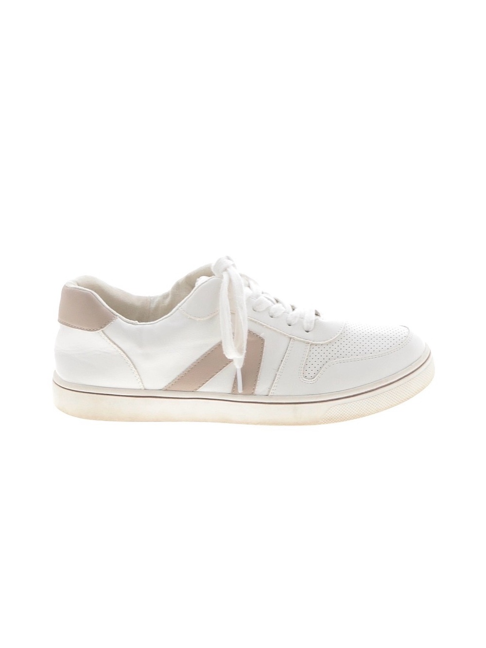 Women's White & Beige Casual Lace-Up Sneakers